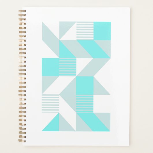Geometrische Compositie in Aqua Tinten Planner (Voorkant)
