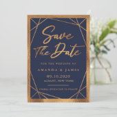 Geometrische Cooper Gold en Navy Blue bewaren de d Kaart (Staand voorkant)