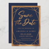 Geometrische Cooper Gold en Navy Blue bewaren de d Kaart (Voorkant / Achterkant)