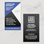 Geometrische Corporate Modern Navy Blauw en Grijs Visitekaartje (Voorkant / Achterkant)