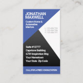 Geometrische Corporate Modern Navy Blauw en Grijs Visitekaartje (Voorkant)