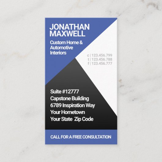 Geometrische Corporate Modern Navy Blauw en Grijs Visitekaartje (Voorkant)