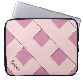 Geometrische Crossing Pastel Roze Lijnen met Naam Laptop Sleeve