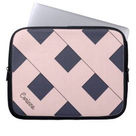 Geometrische Crossing Pastel Roze Lijnen met Naam Laptop Sleeve