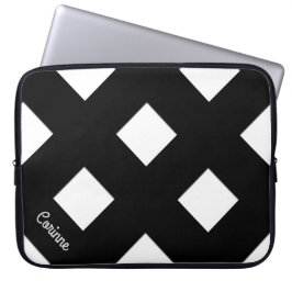 Geometrische Crossing Pastel Zwarte Lijnen met Naa Laptop Sleeve
