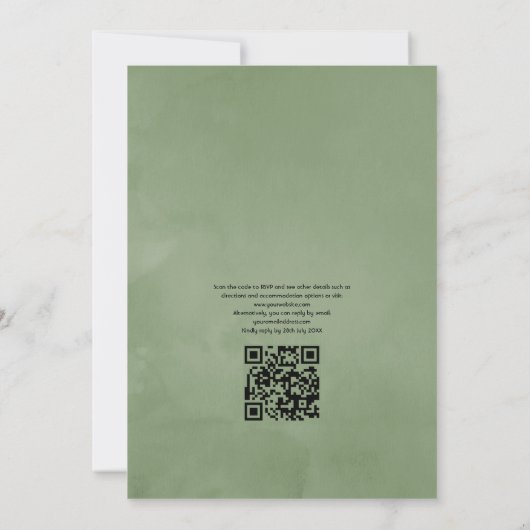 Geometrische Crystal Greenery QR Code RSVP Weddens Kaart (Achterkant)