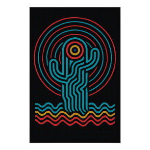 Geometrische curves in levendige kleuren perfect poster