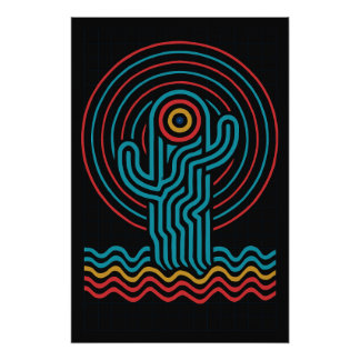 Geometrische curves in levendige kleuren perfect poster