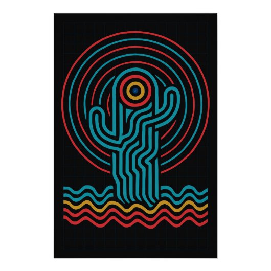 Geometrische curves in levendige kleuren perfect poster (Voorkant)