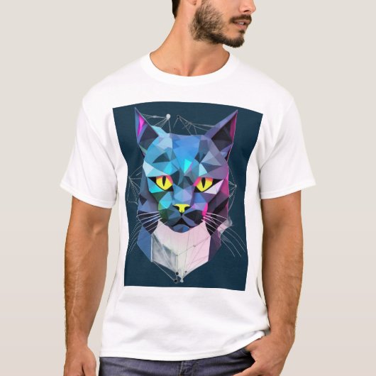 Geometrische cybercat t-shirt (Voorkant)