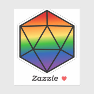 Geometrische D20 Rainbow Pride-vlag Sticker