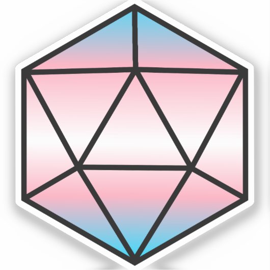 Geometrische D20 Trans Pride Flag Sticker (Voorkant)