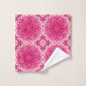 Geometrische Daisy Pattern in Coral and Pastel Pin Bad Handdoek (Wasdoekje)