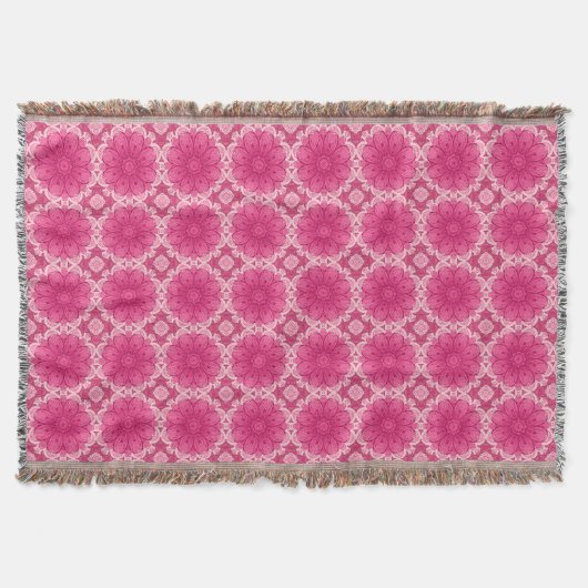 Geometrische Daisy Pattern in Coral and Pastel Pin Deken (Voorkant)