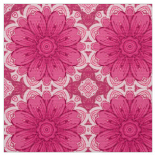 Geometrische Daisy Pattern in Coral and Pastel Pin Stof
