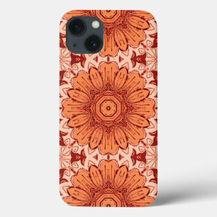 Geometrische Daisy Pattern in Mandarijns Oranje Case-Mate iPhone Case