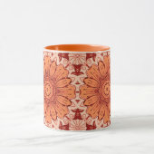 Geometrische Daisy Pattern in Mandarijns Oranje Mok (Midden)