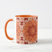 Geometrische Daisy Pattern in Mandarijns Oranje Mok (Links)