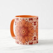 Geometrische Daisy Pattern in Mandarijns Oranje Mok (Voorkant links)