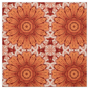 Geometrische Daisy Pattern in Mandarijns Oranje Stof
