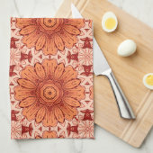 Geometrische Daisy Pattern in Mandarijns Oranje Theedoek (Quarter Fold)