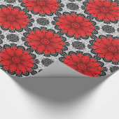 Geometrische Daisy Pattern in Red Black & White Cadeaupapier (Hoek)