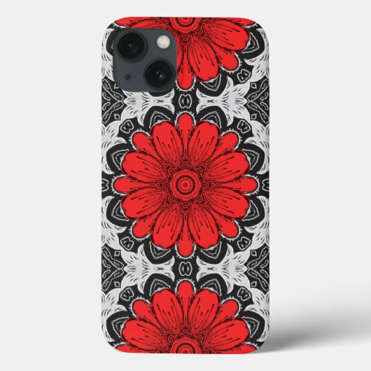 Geometrische Daisy Pattern in Red Black & White Case-Mate iPhone Case (Achterkant)