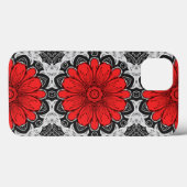 Geometrische Daisy Pattern in Red Black & White Case-Mate iPhone Case (Achterkant (horizontaal))