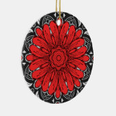 Geometrische Daisy Pattern in Red Black & White Keramisch Ornament (Rechts)