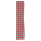 Geometrische Daisy Pattern in Red Black & White Korte Tafelloper (Voorkant)