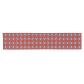 Geometrische Daisy Pattern in Red Black & White Korte Tafelloper (Horizontaal)