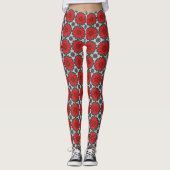 Geometrische Daisy Pattern in Red Black & White Leggings (Voorkant)