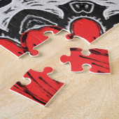 Geometrische Daisy Pattern in Red Black & White Legpuzzel (Zijkant)