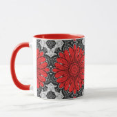 Geometrische Daisy Pattern in Red Black & White Mok (Links)