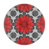 Geometrische Daisy Pattern in Red Black & White Snijplank (Voorkant)