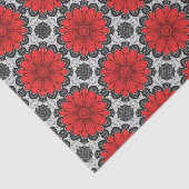 Geometrische Daisy Pattern in Red Black & White Tissuepapier (Detail)