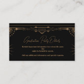 Geometrische Dark Black Gold Gatsby Afstuderen Informatiekaartje (Voorkant)