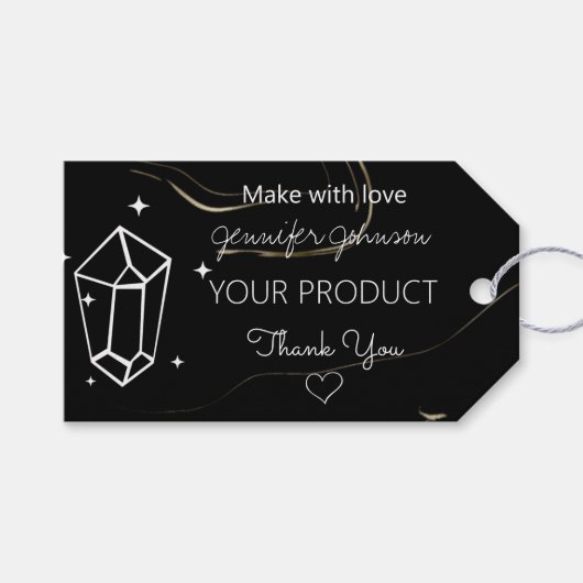 Geometrische Dark Marbling Gift Label Cadeaulabel (Voorkant (Horizontaal))