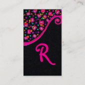 GEOMETRISCHE DECO MONOGRAM Pink Fuchsia Black Pape Visitekaartje (Achterkant)