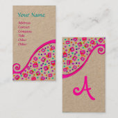 GEOMETRISCHE DECO MONOGRAM Pink Fuchsia Kraft Pape Visitekaartje (Voorkant / Achterkant)