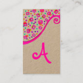 GEOMETRISCHE DECO MONOGRAM Pink Fuchsia Kraft Pape Visitekaartje (Achterkant)