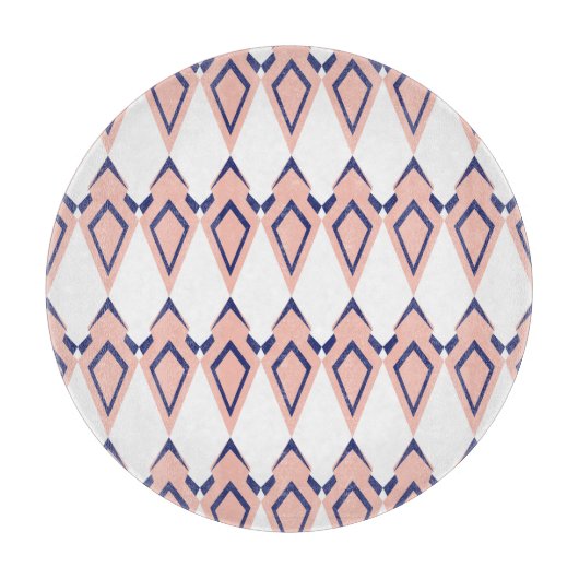 Geometrische deco vormen roze koraal blauw snijplank (Voorkant)