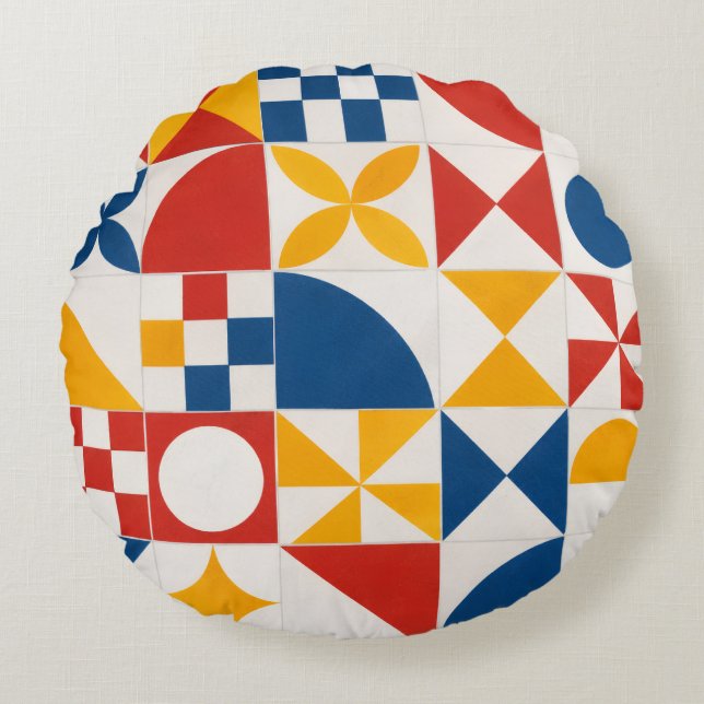 Geometrische decoratie rond kussen (Voorkant)