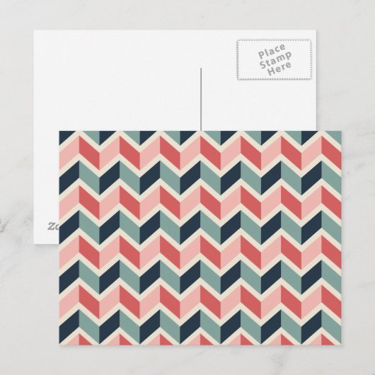 Geometrische Design kleur rode groene Chevron Patr Briefkaart (Voorkant / Achterkant)