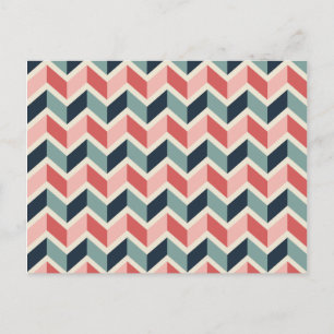 Geometrische Design kleur rode groene Chevron Patr Briefkaart