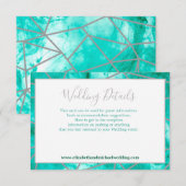 Geometrische details van het Elegant Aqua Blue Sil Informatiekaartje (Voorkant / Achterkant)