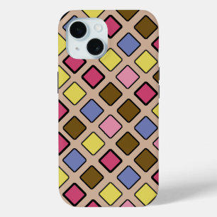 Geometrische diagonale tegels op elke kleur iPhone 15 case