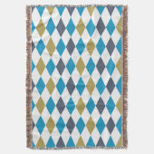 Geometrische diamant Blue Green Modern Harlequin Deken (Voorkant Verticaal)