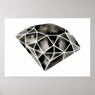 Geometrische diamant . Oorspronkelijke afdruk. Zwa Poster