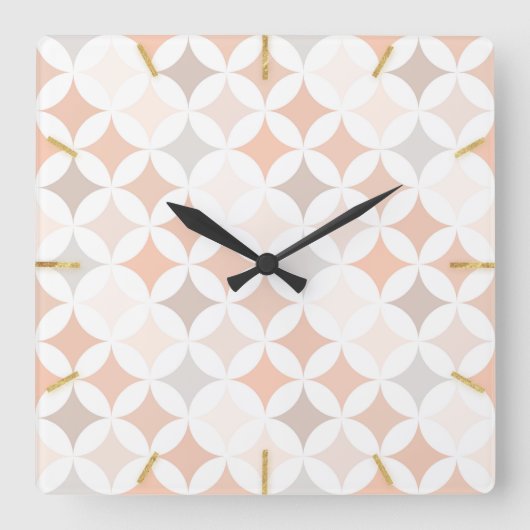 Geometrische diamantcirkels vierkante klok (Voorkant)